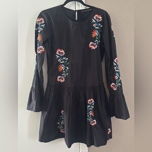 Zara Black Dress with Vibrant Floral Design